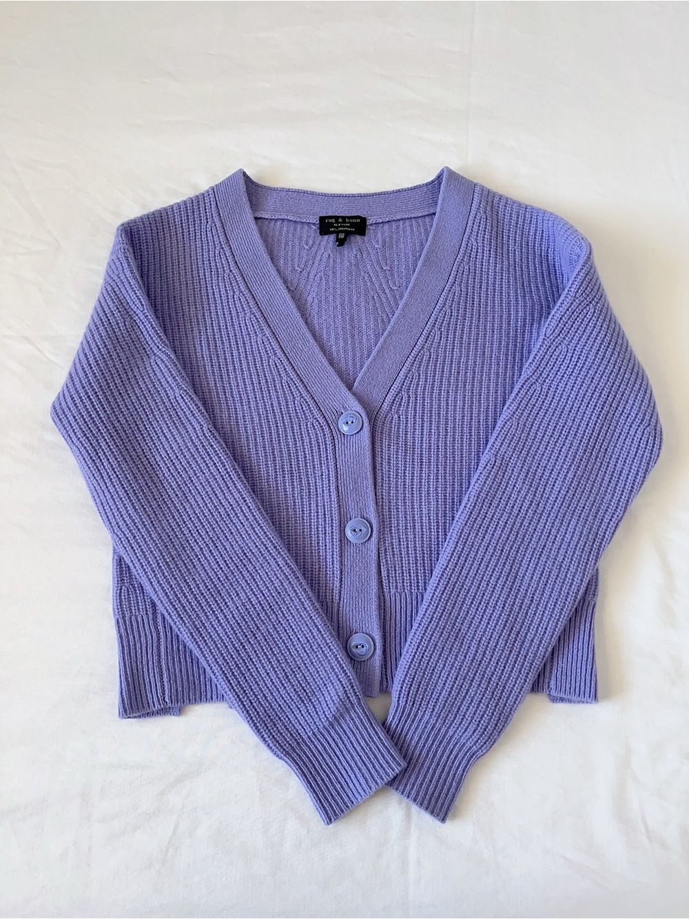 NWOT rag & bone $498 purple 100% cashmere V-Neck Button Cardigan